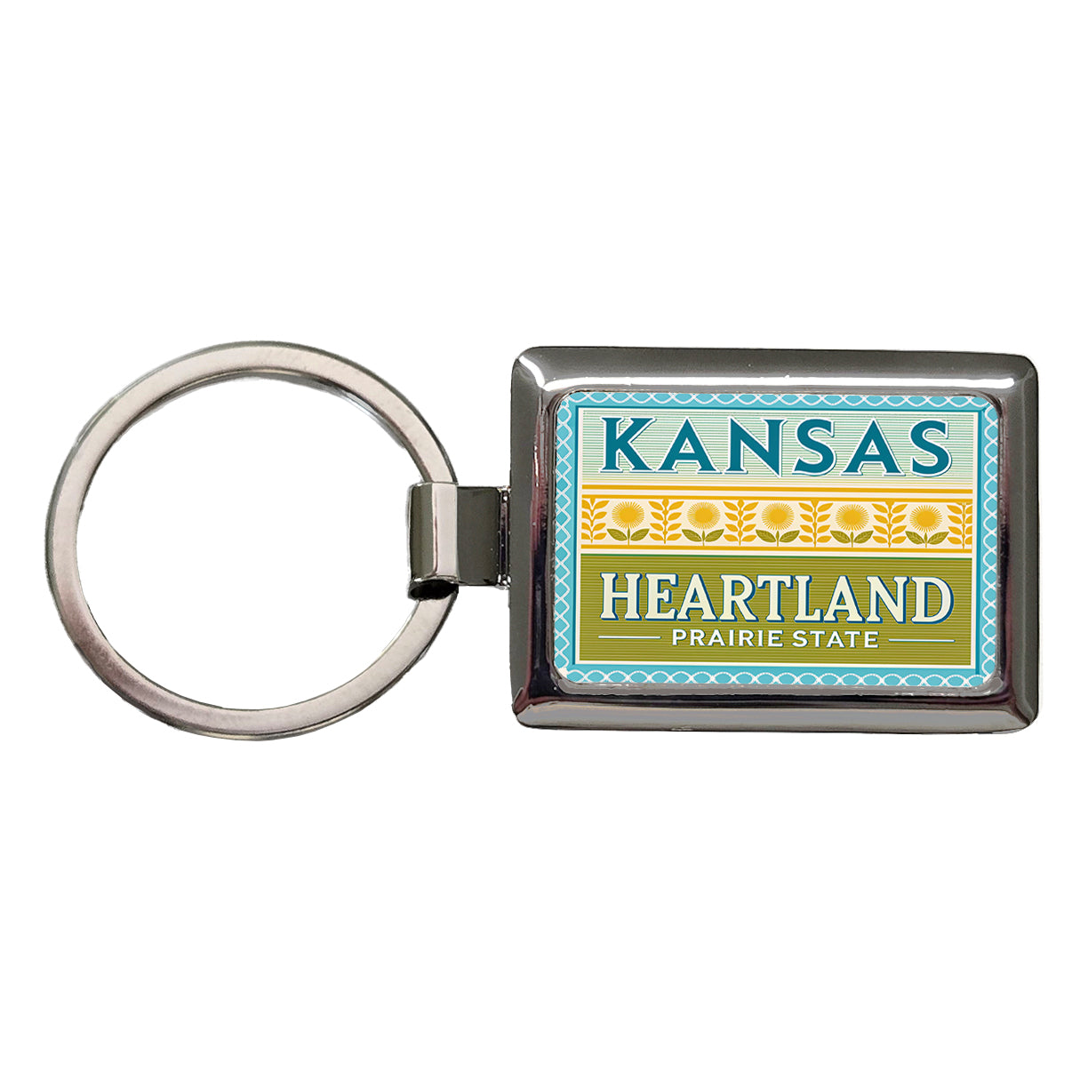 Kansas KS Heartland Prairie State Travel Vacation Stamp Rectangle Metal Keychain