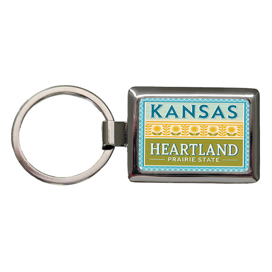 Kansas KS Heartland Prairie State Travel Vacation Stamp Rectangle Metal Keychain