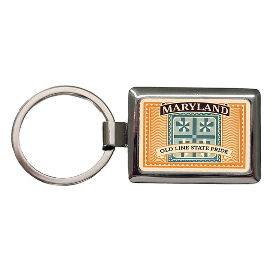 Maryland MD Old Line State Travel Vacation Stamp Rectangle Metal Keychain