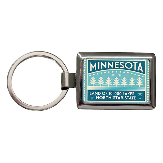 Minnesota MN Land of 10000 Lakes State Travel Vacation Stamp Rectangle Metal Keychain