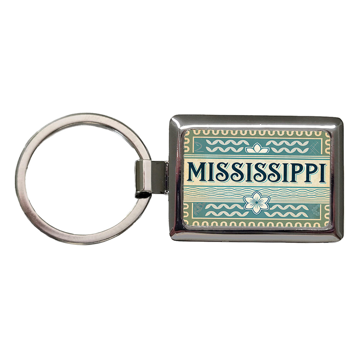 Mississippi MS State Travel Vacation Stamp Rectangle Metal Keychain