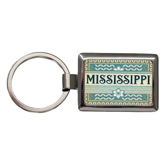 Mississippi MS State Travel Vacation Stamp Rectangle Metal Keychain