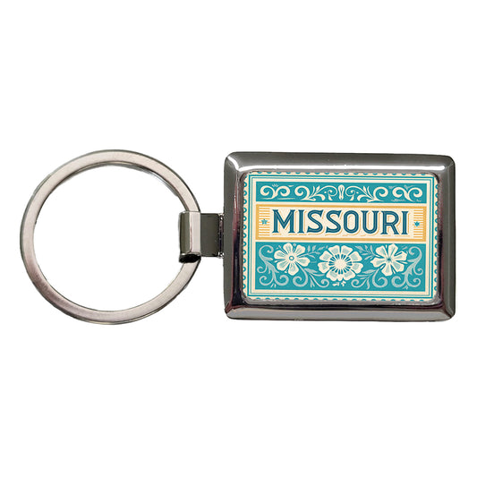 Missouri MO State Travel Vacation Stamp Rectangle Metal Keychain
