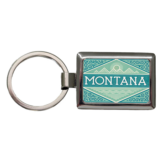 Montana MT State Travel Vacation Stamp Rectangle Metal Keychain