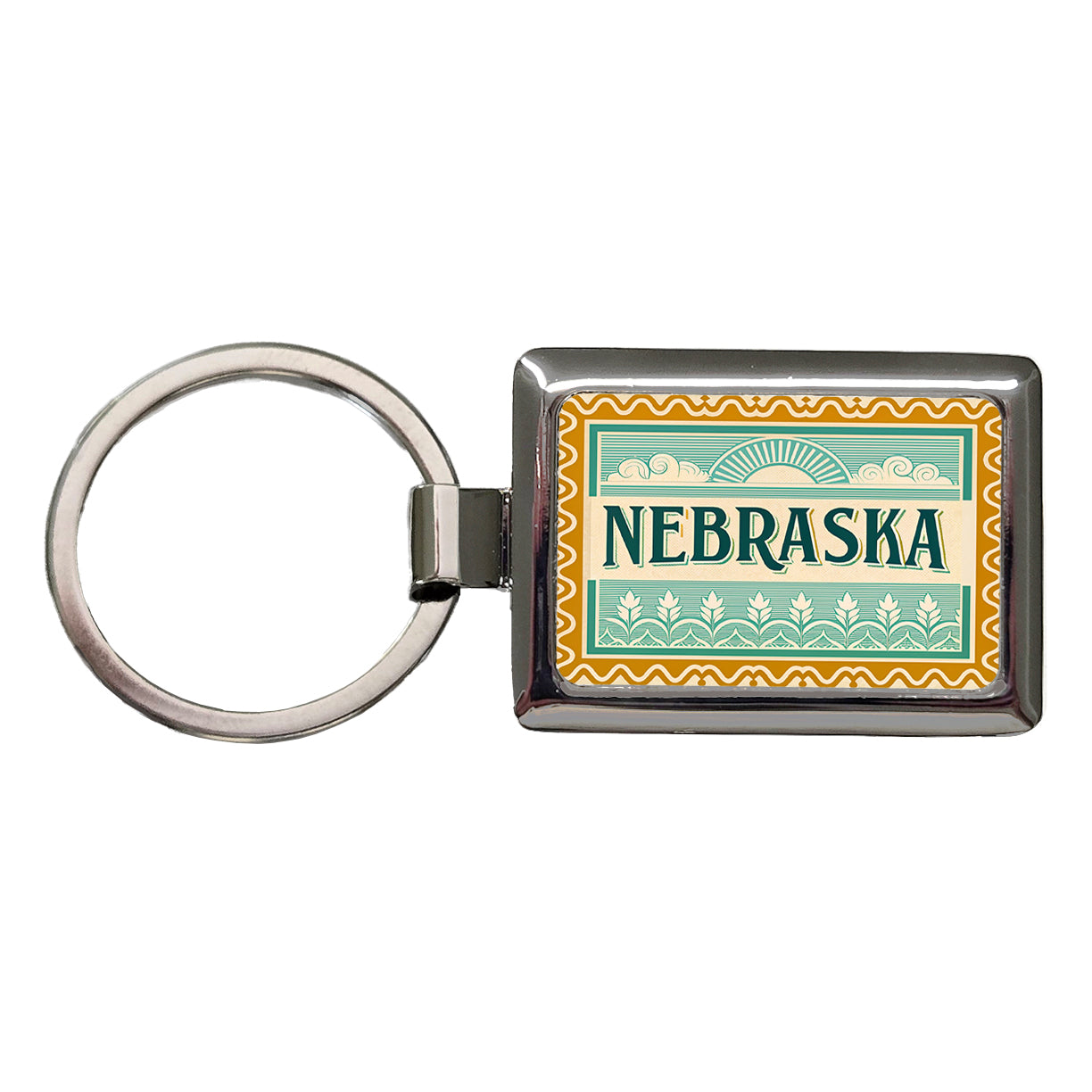 Nebraska NE State Travel Vacation Stamp Rectangle Metal Keychain