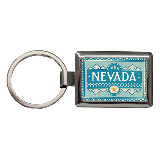 Nevada NV State Travel Vacation Stamp Rectangle Metal Keychain