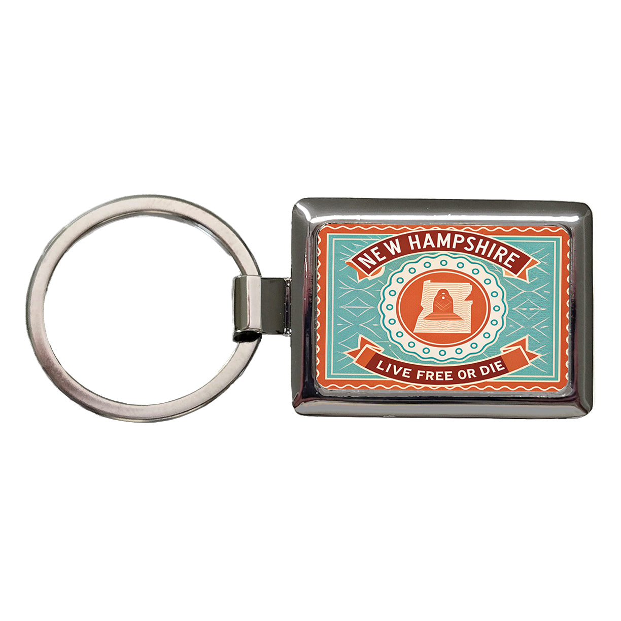 New Hampshire NH Live Free Or Die State Travel Vacation Stamp Rectangle Metal Keychain