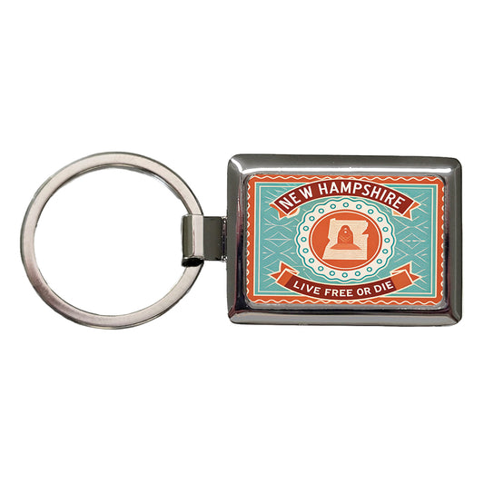 New Hampshire NH Live Free Or Die State Travel Vacation Stamp Rectangle Metal Keychain