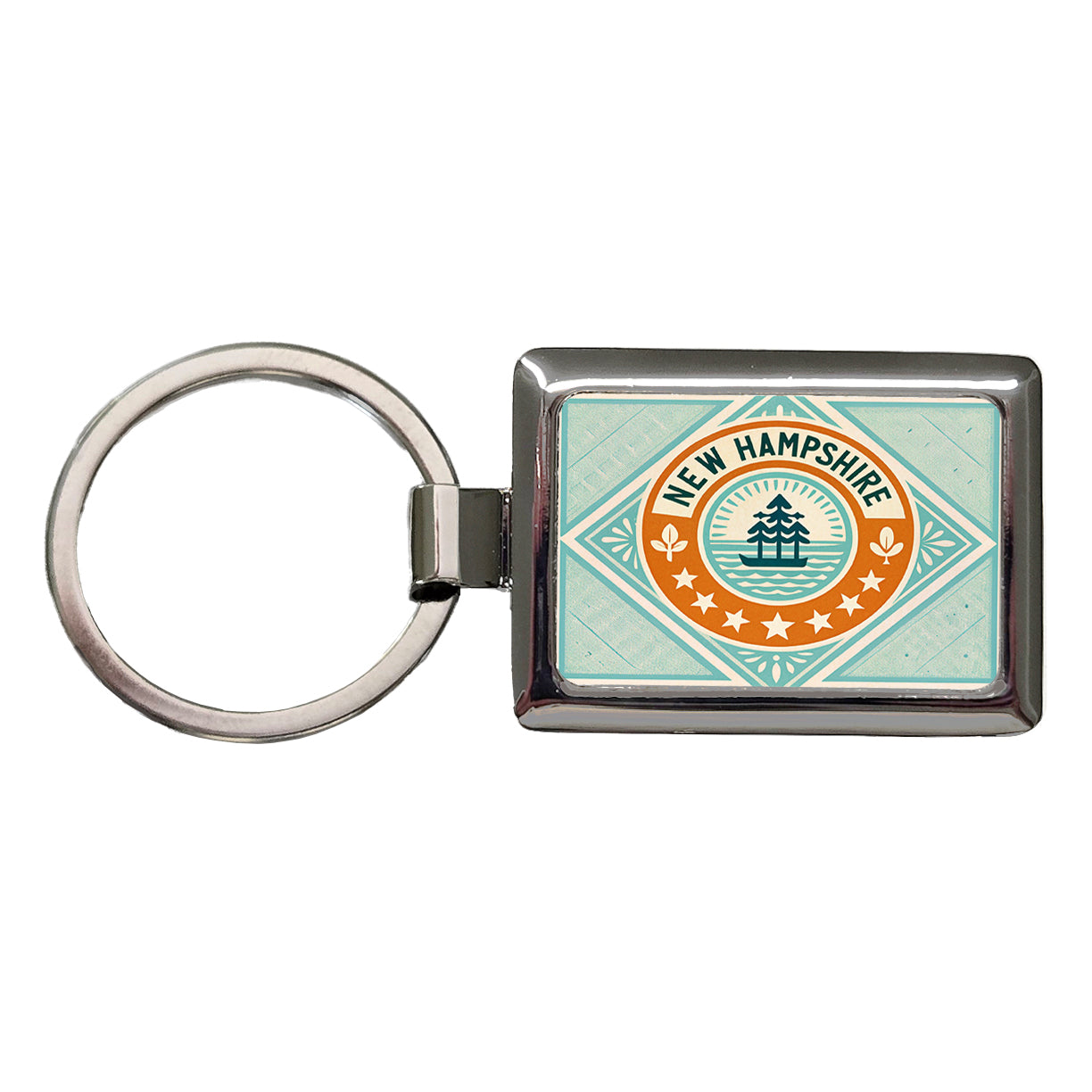 New Hampshire NH State Travel Vacation Stamp Rectangle Metal Keychain