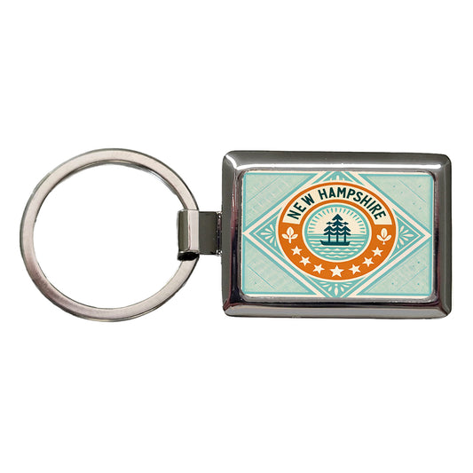 New Hampshire NH State Travel Vacation Stamp Rectangle Metal Keychain