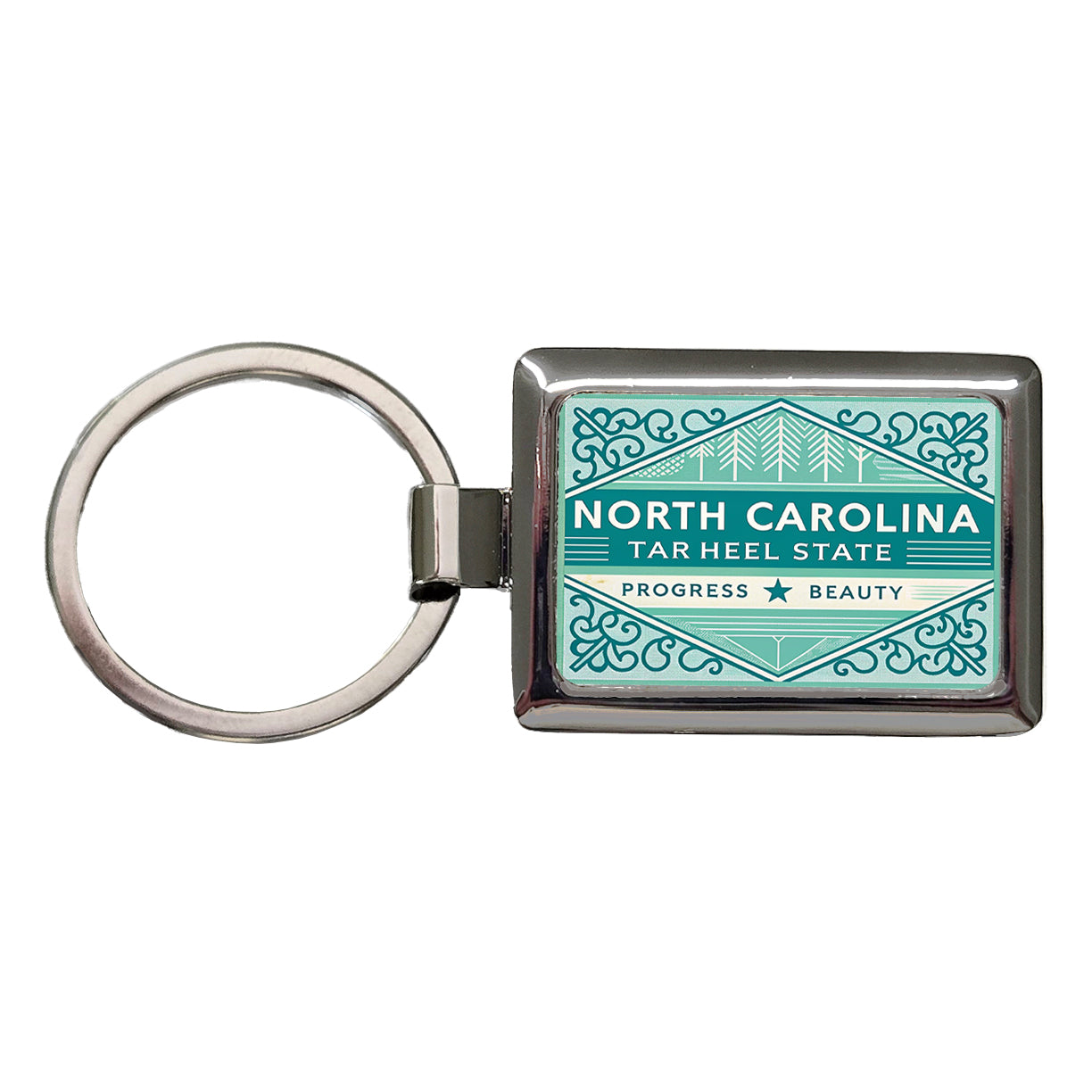 North Carolina NC Tar Heel State Progress Beauty Travel Vacation Stamp Rectangle Metal Keychain