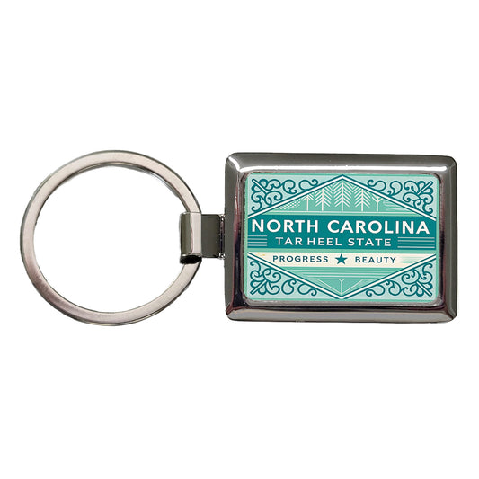 North Carolina NC Tar Heel State Progress Beauty Travel Vacation Stamp Rectangle Metal Keychain