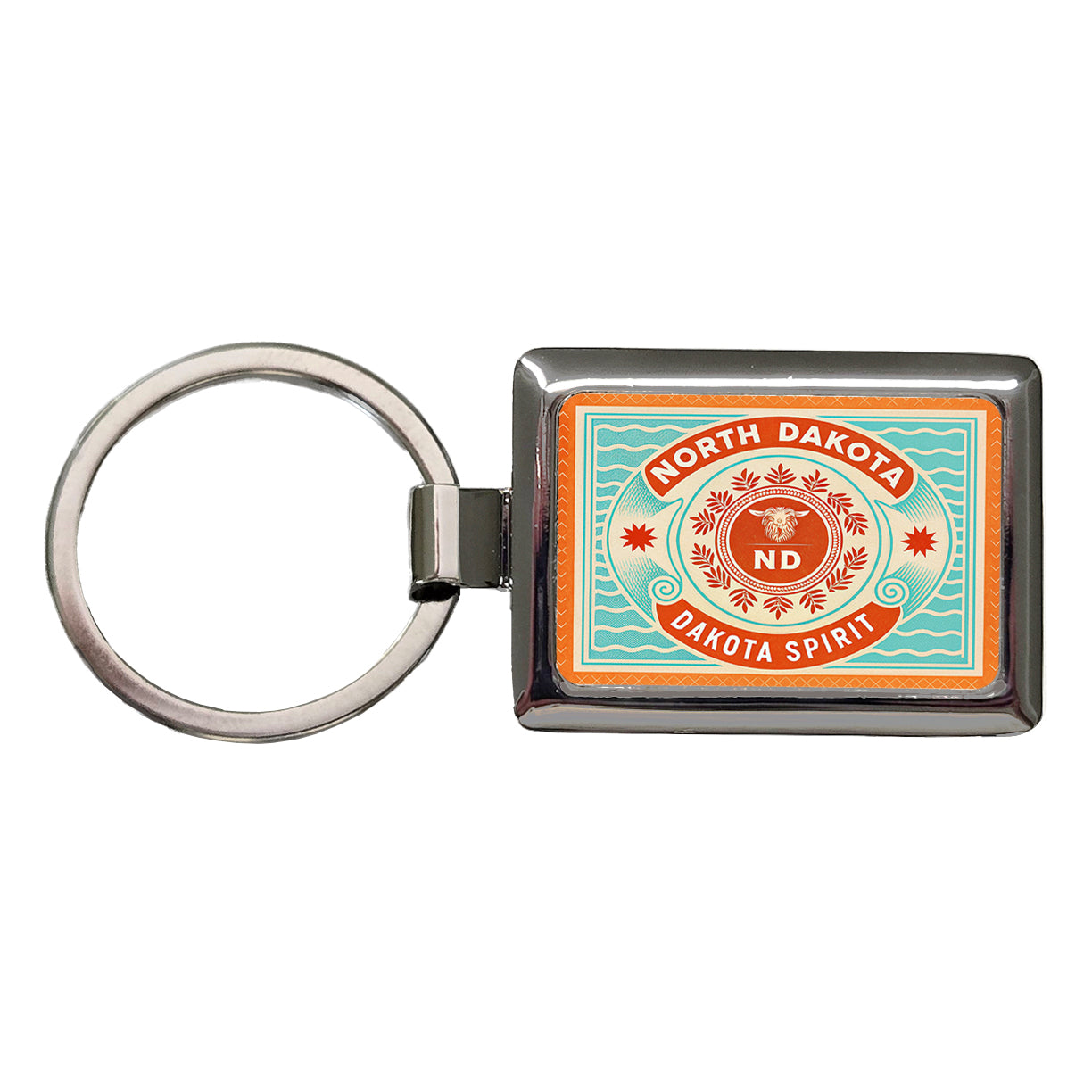 North Dakota ND State Travel Vacation Stamp Rectangle Metal Keychain
