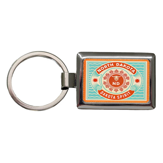 North Dakota ND State Travel Vacation Stamp Rectangle Metal Keychain