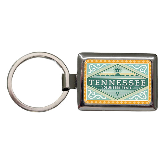 Tennessee TN Volunteer State Travel Vacation Stamp Rectangle Metal Keychain