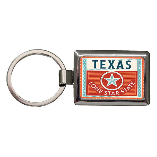 Texas TX Lone Star State Travel Vacation Stamp Rectangle Metal Keychain
