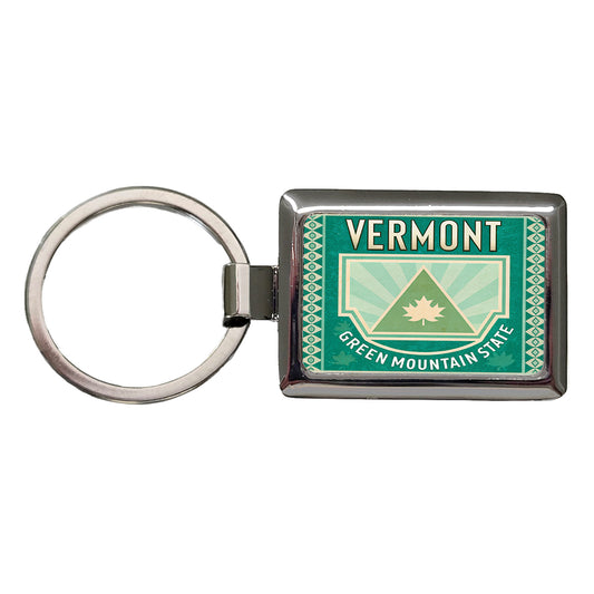 Vermont VT Green Mountain State Travel Vacation Stamp Rectangle Metal Keychain