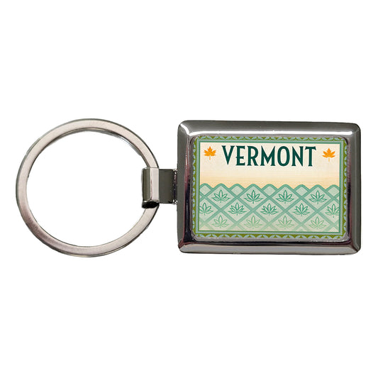 Vermont VT State Travel Vacation Stamp Rectangle Metal Keychain