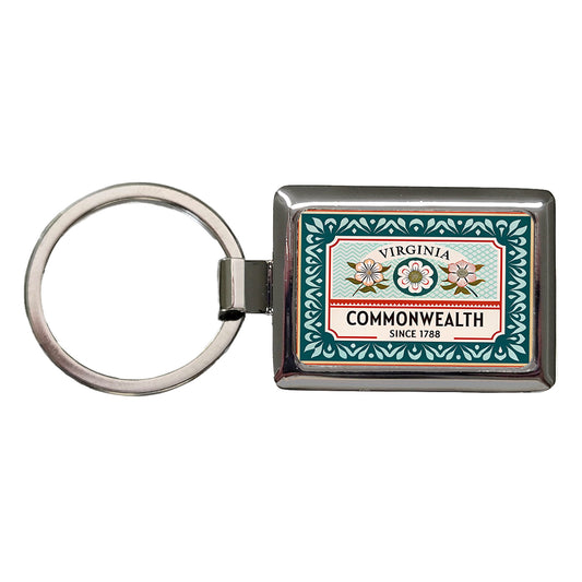 Virginia VA Commonwealth State Travel Vacation Stamp Rectangle Metal Keychain