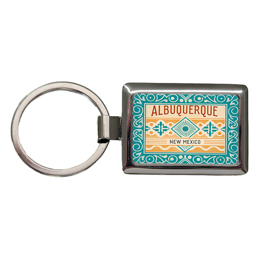 Albuquerque NM New Mexico Travel Vacation Stamp Rectangle Metal Keychain