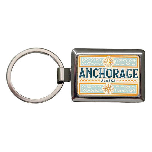 Anchorage AK Alaska Travel Vacation Stamp Rectangle Metal Keychain