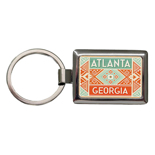 Atlanta GA Georgia Travel Vacation Stamp Rectangle Metal Keychain