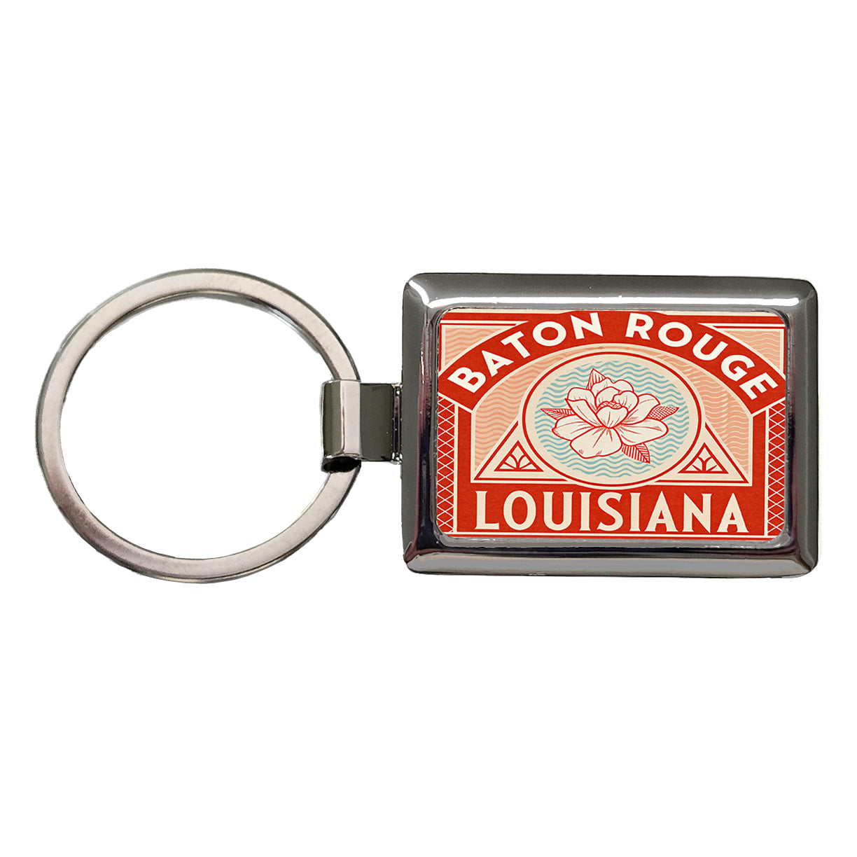 Baton Rouge LA Louisiana Travel Vacation Stamp Rectangle Metal Keychain