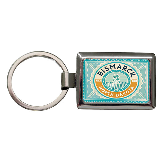 Bismarck ND North Dakota Travel Vacation Stamp Rectangle Metal Keychain