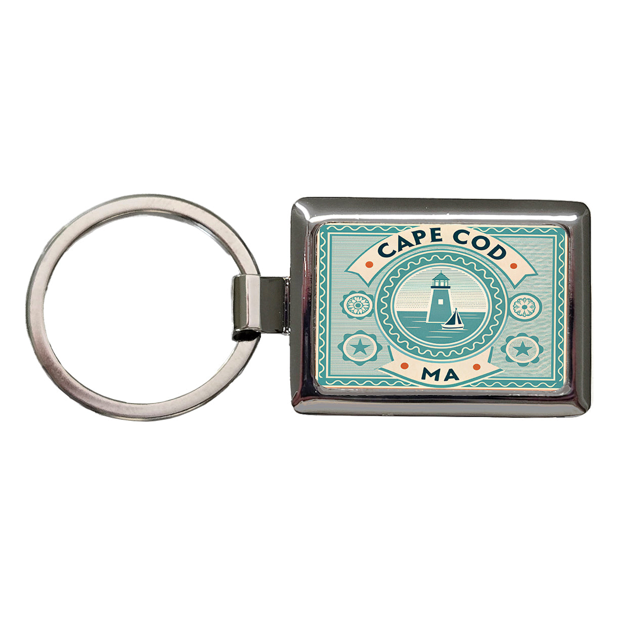 Cape Cod MA Massachusetts Travel Vacation Stamp Rectangle Metal Keychain