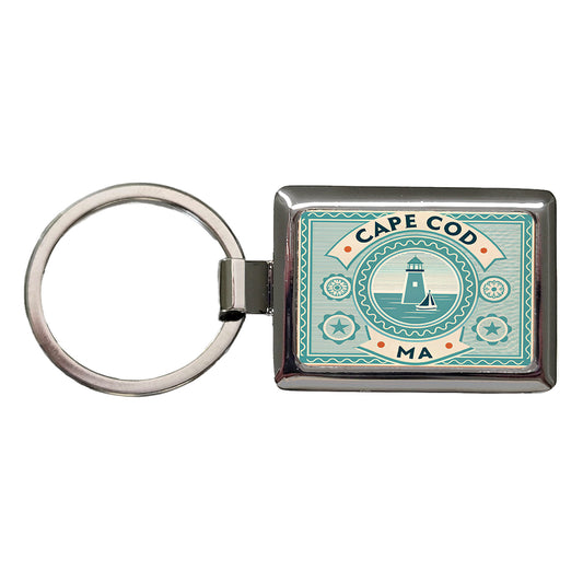 Cape Cod MA Massachusetts Travel Vacation Stamp Rectangle Metal Keychain