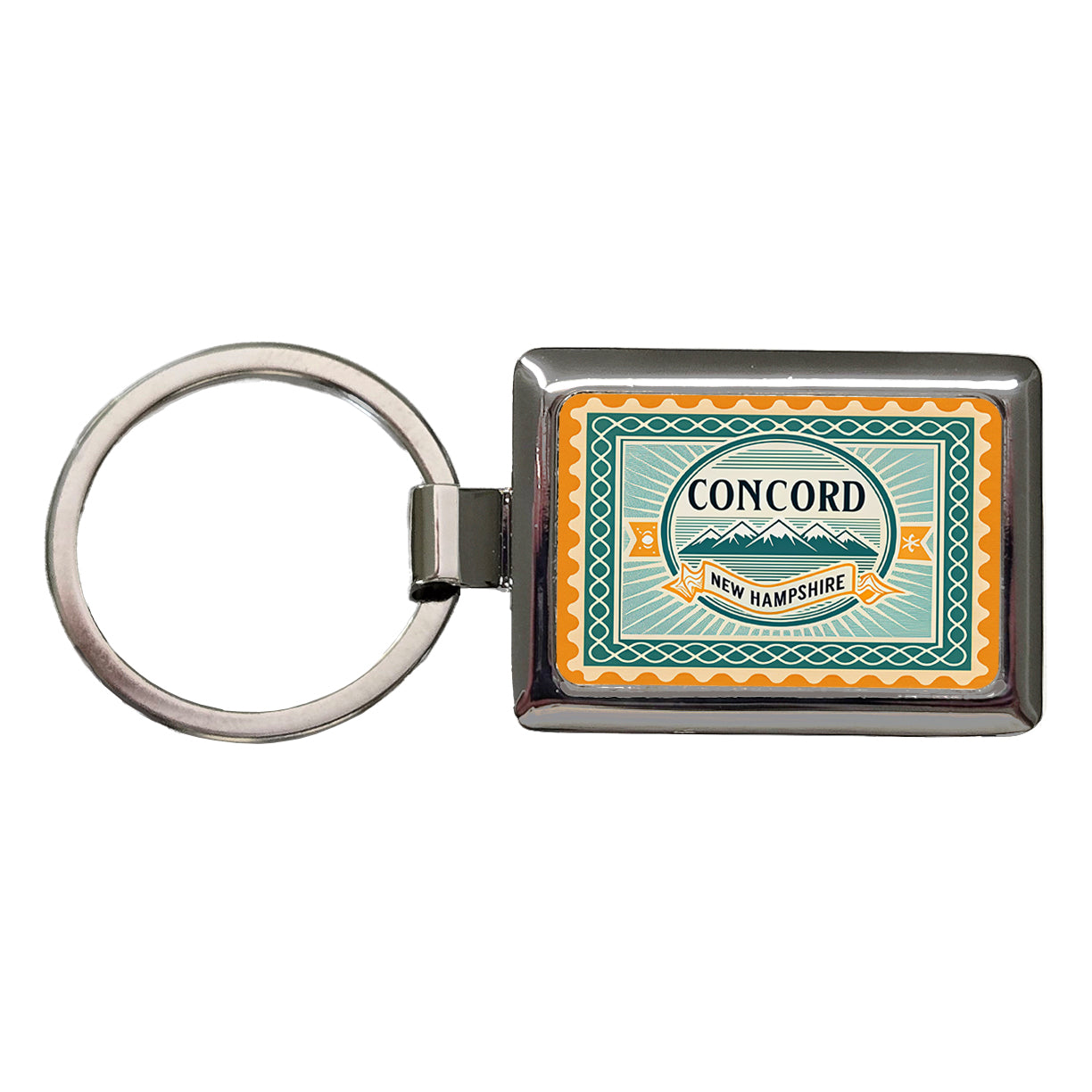 Concord NH New Hampshire Travel Vacation Stamp Rectangle Metal Keychain