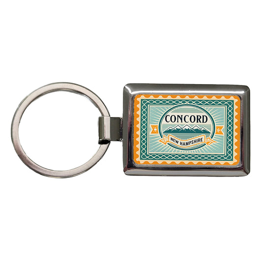 Concord NH New Hampshire Travel Vacation Stamp Rectangle Metal Keychain