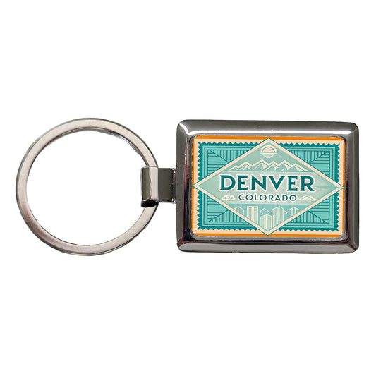 Denver CO Colorado Travel Vacation Stamp Rectangle Metal Keychain
