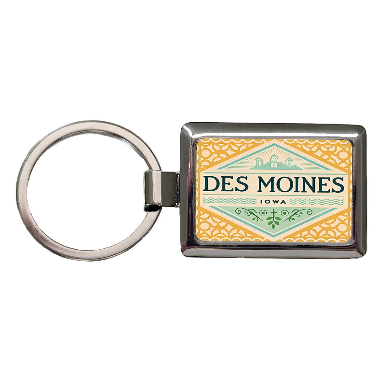Des Moines IA Iowa Travel Vacation Stamp Rectangle Metal Keychain