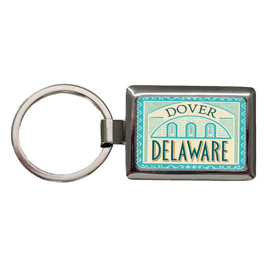 Dover DE Delaware Travel Vacation Stamp Rectangle Metal Keychain