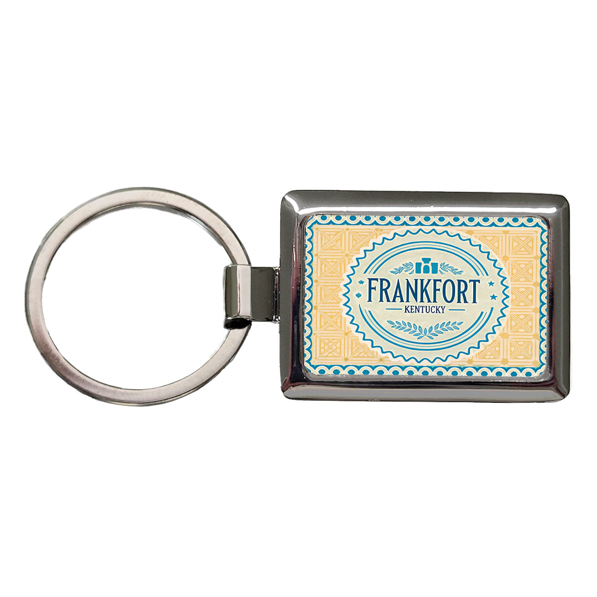 Frankfort KY Kentucky Travel Vacation Stamp Rectangle Metal Keychain