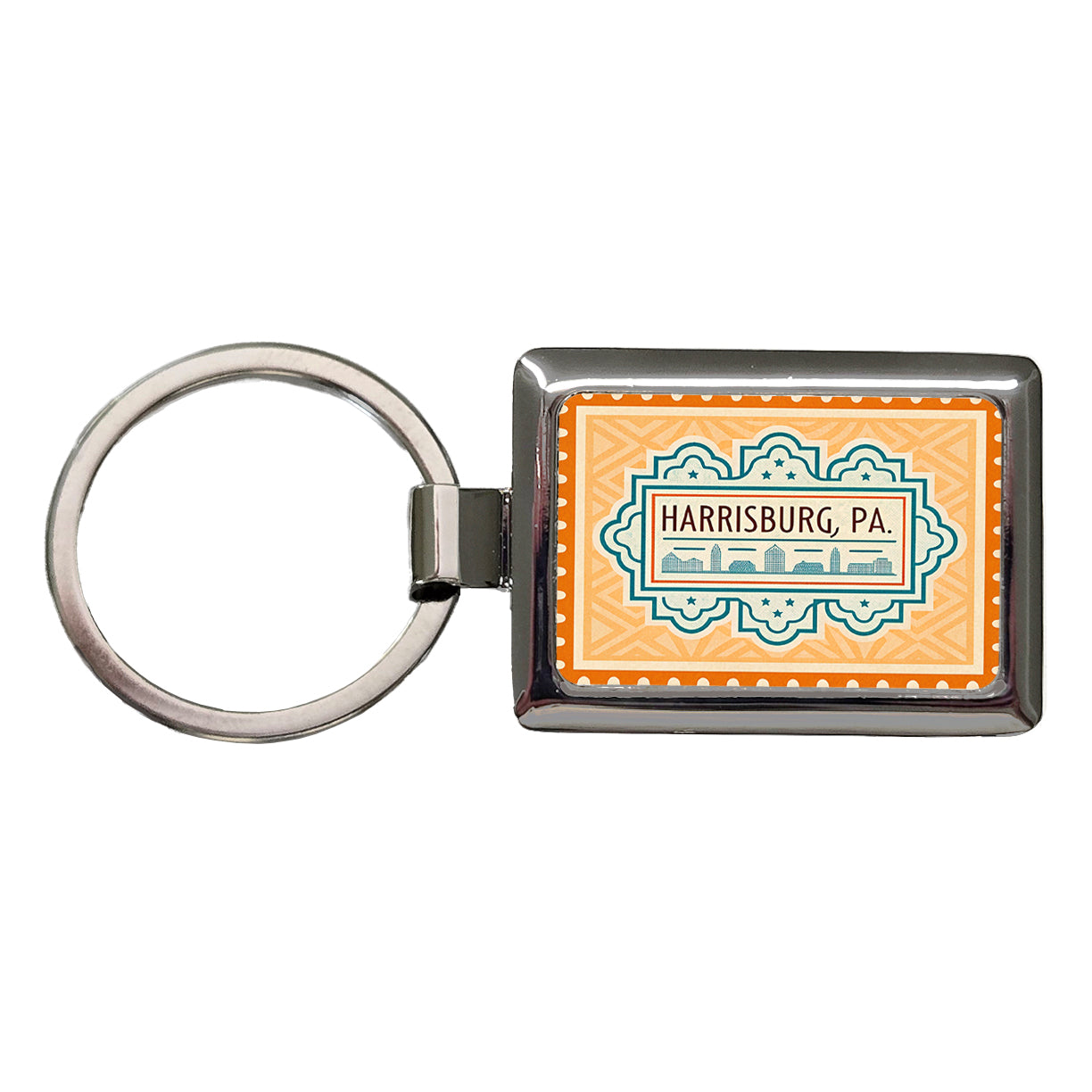 Harrisburg PA Pennsylvania Travel Vacation Stamp Rectangle Metal Keychain