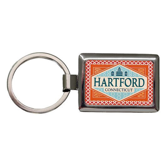 Hartford CT Connecticut Travel Vacation Stamp Rectangle Metal Keychain