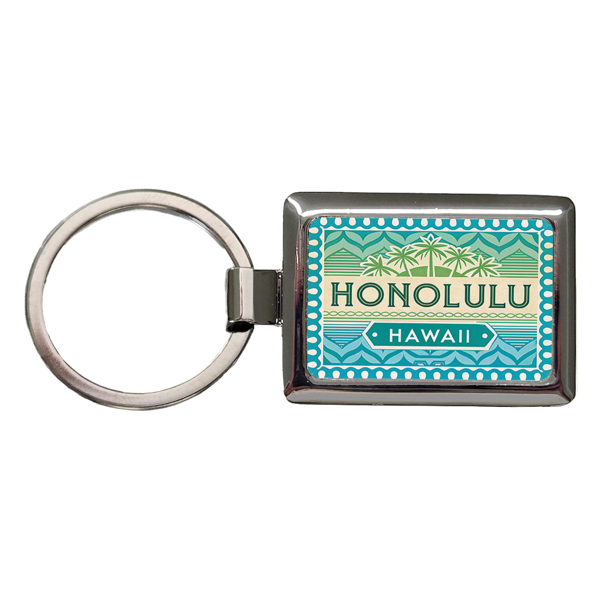 Honolulu HI Hawaii Travel Vacation Stamp Rectangle Metal Keychain