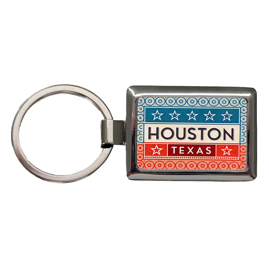 Houston TX Texas Travel Vacation Stamp Rectangle Metal Keychain