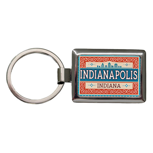 Indianapolis IN Indiana Travel Vacation Stamp Rectangle Metal Keychain