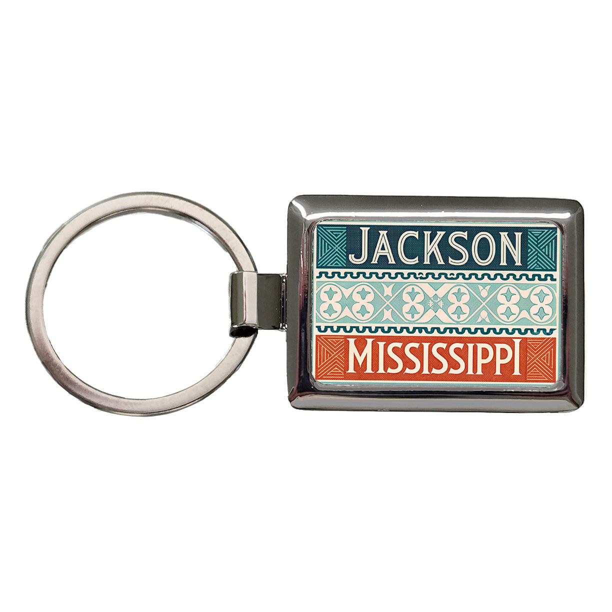 Jackson MS Mississippi Travel Vacation Stamp Rectangle Metal Keychain