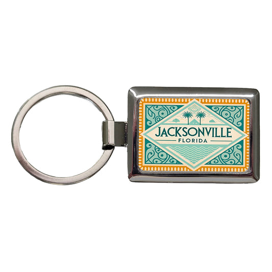 Jacksonville FL Florida Travel Vacation Stamp Rectangle Metal Keychain