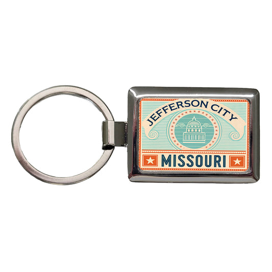Jefferson City MO Missouri Travel Vacation Stamp Rectangle Metal Keychain