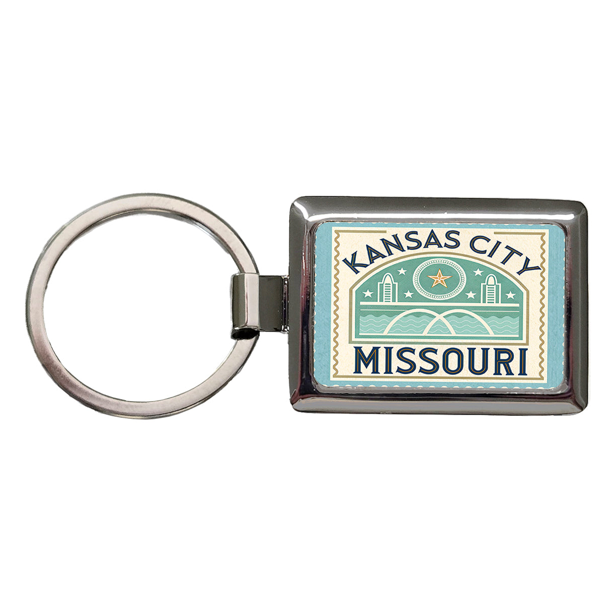 Kansas City MO Missouri Travel Vacation Stamp Rectangle Metal Keychain