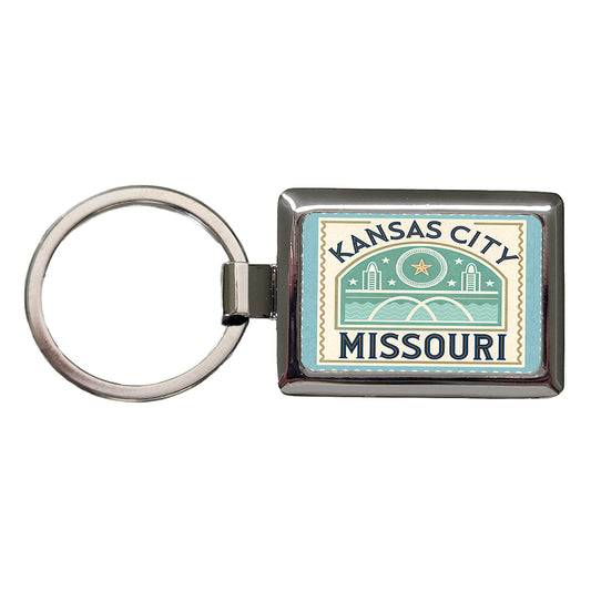 Kansas City MO Missouri Travel Vacation Stamp Rectangle Metal Keychain