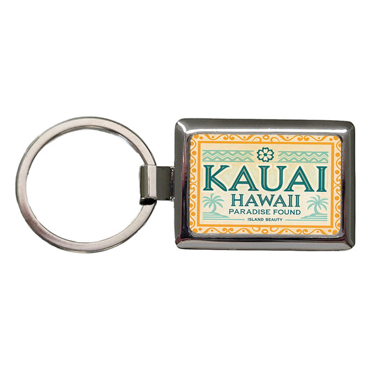 Kauai HI Hawaii Travel Vacation Stamp Rectangle Metal Keychain