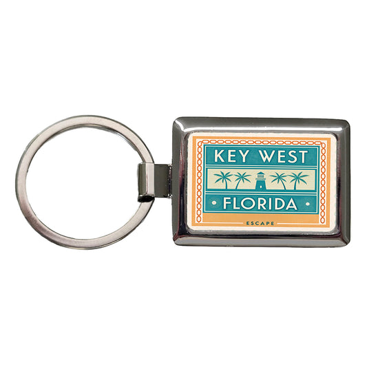 Key West FL Florida Travel Vacation Stamp Rectangle Metal Keychain
