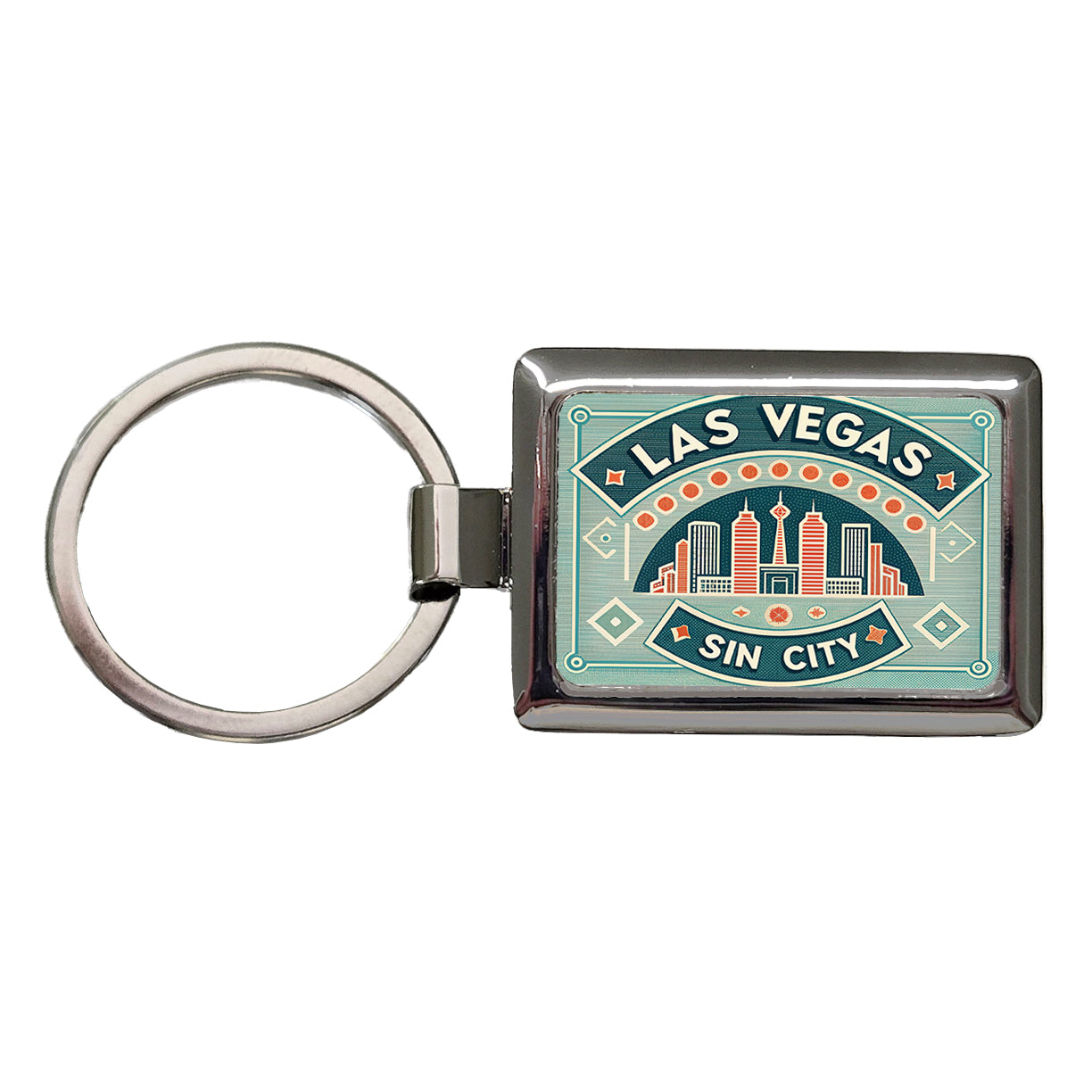 Las Vegas Nevada NV Sin City Travel Vacation Stamp Rectangle Metal Keychain