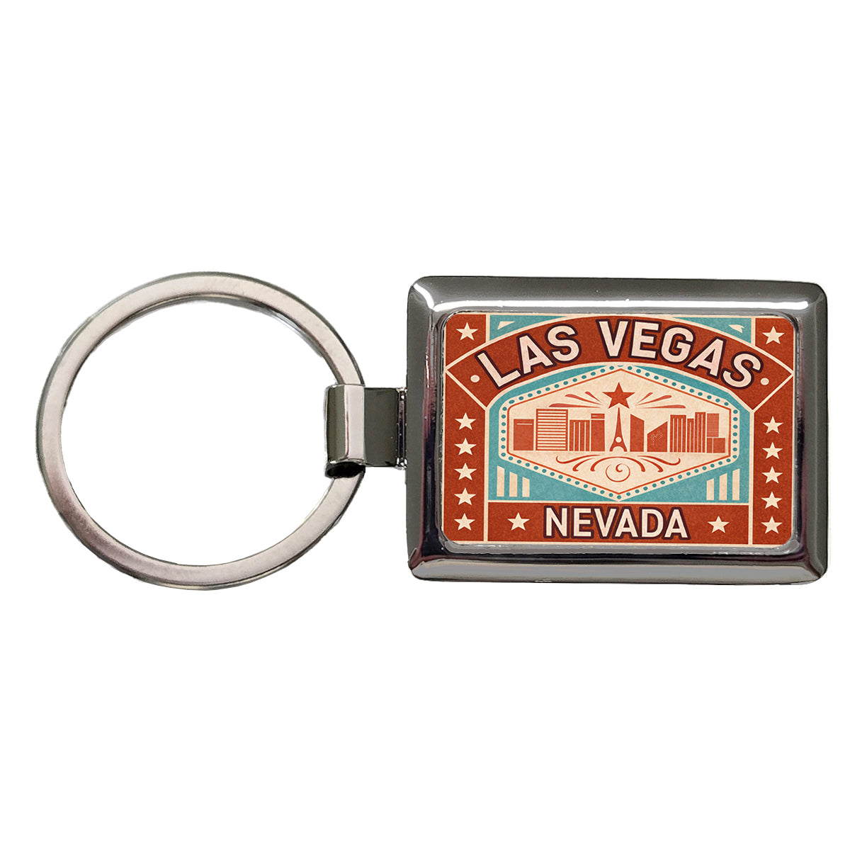 Las Vegas NV Nevada Skyline Travel Vacation Stamp Rectangle Metal Keychain